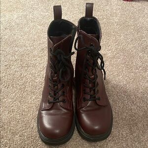 Brown Lace-Up Combat Boots
